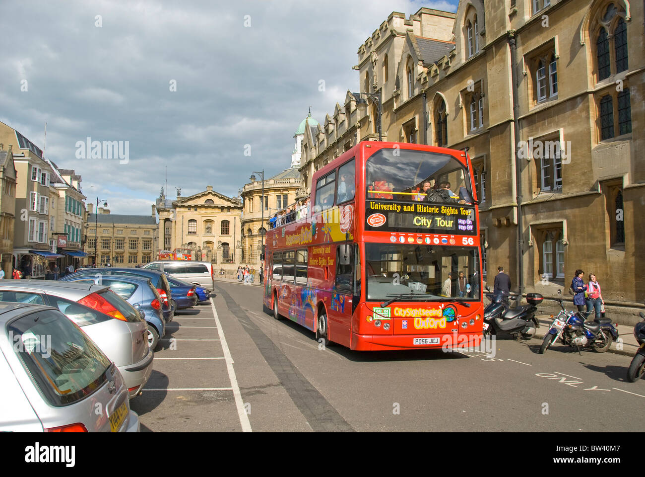 Visite de la ville en bus, centre ville, Oxford, Oxfordshire, England, UK Banque D'Images