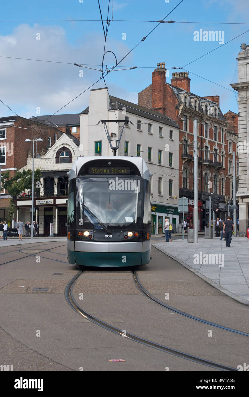 Un tramway sur bête Market Hill Nottingham Banque D'Images