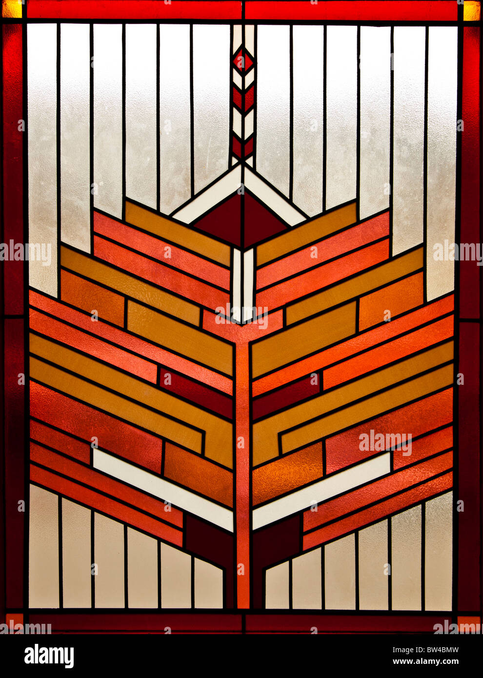 Vitrail symétrique, rétro Art déco. PHILLIP ROBERTS Banque D'Images