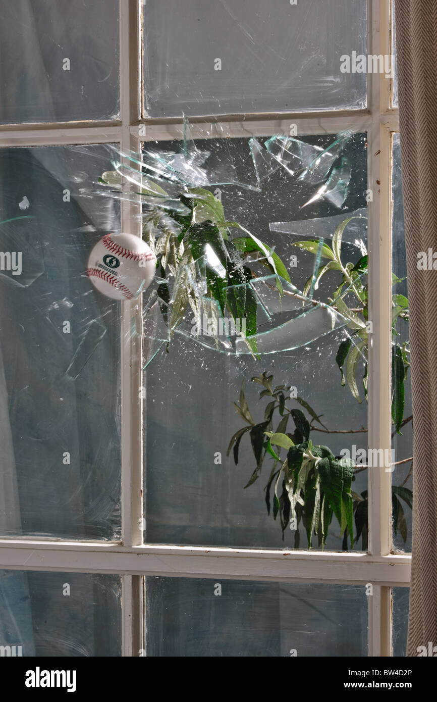 Plantages de baseball à travers la vitre Banque D'Images