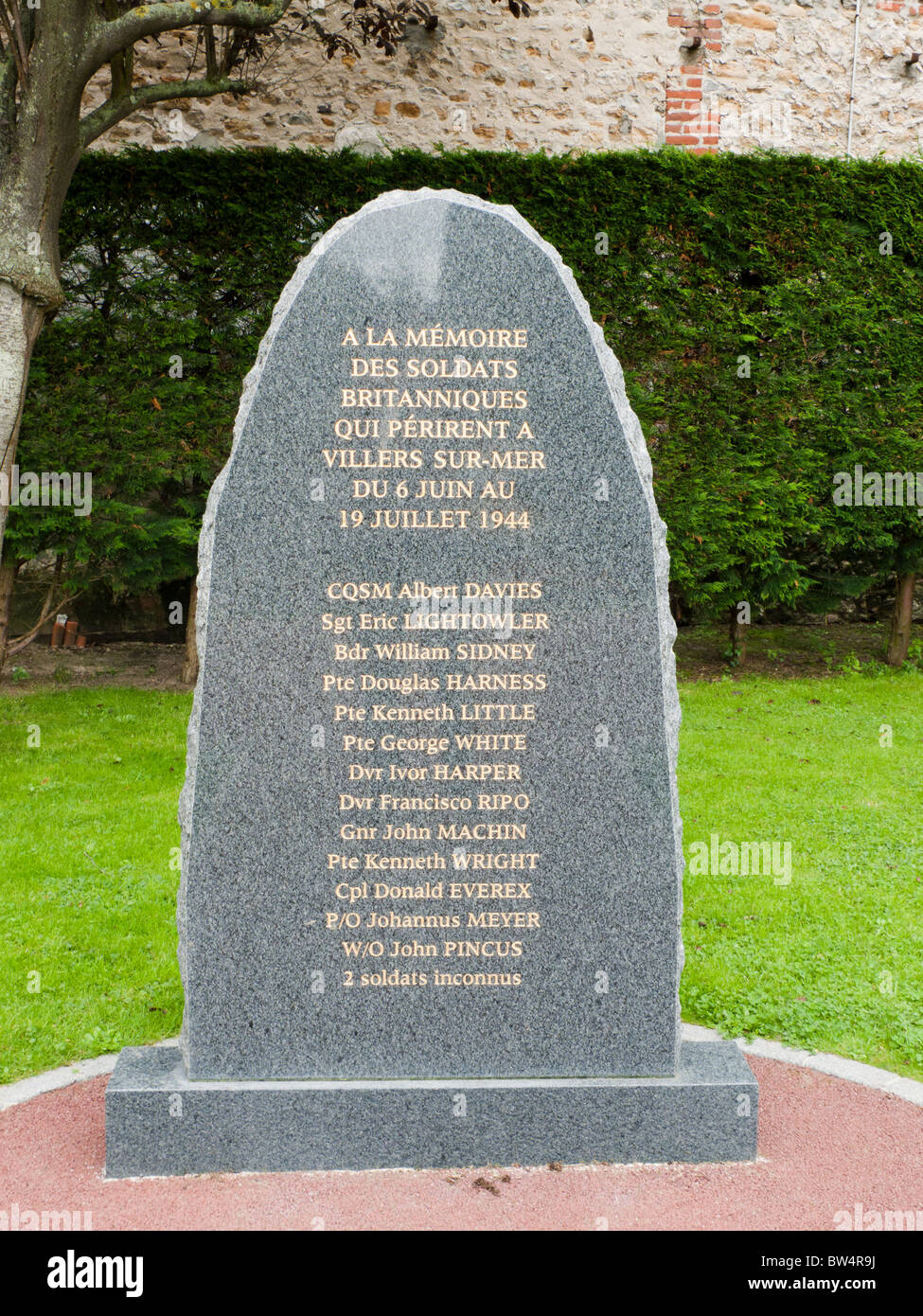 WW2 D-Day Memorial à Villers-sur-Mer, Normandie, France ; commémore la perte de soldats britanniques sur D-Day (6 juin 1944) Banque D'Images