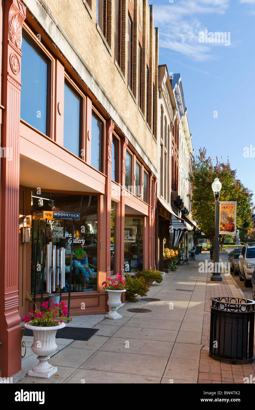 La rue principale dans le centre-ville historique de Franklin, Tennessee, États-Unis Banque D'Images