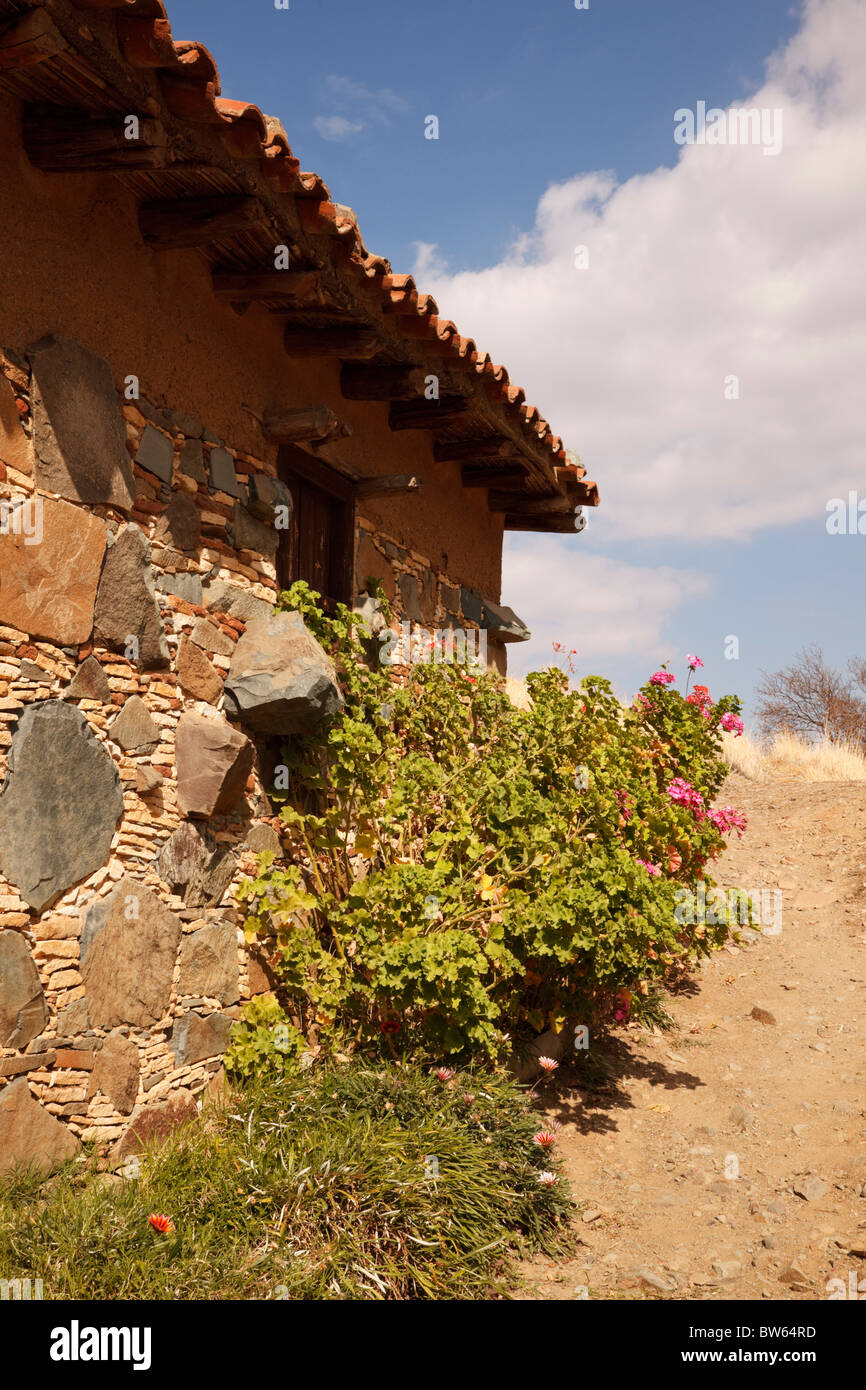 Maisons du village préservé de Fikardou, Chypre. Banque D'Images