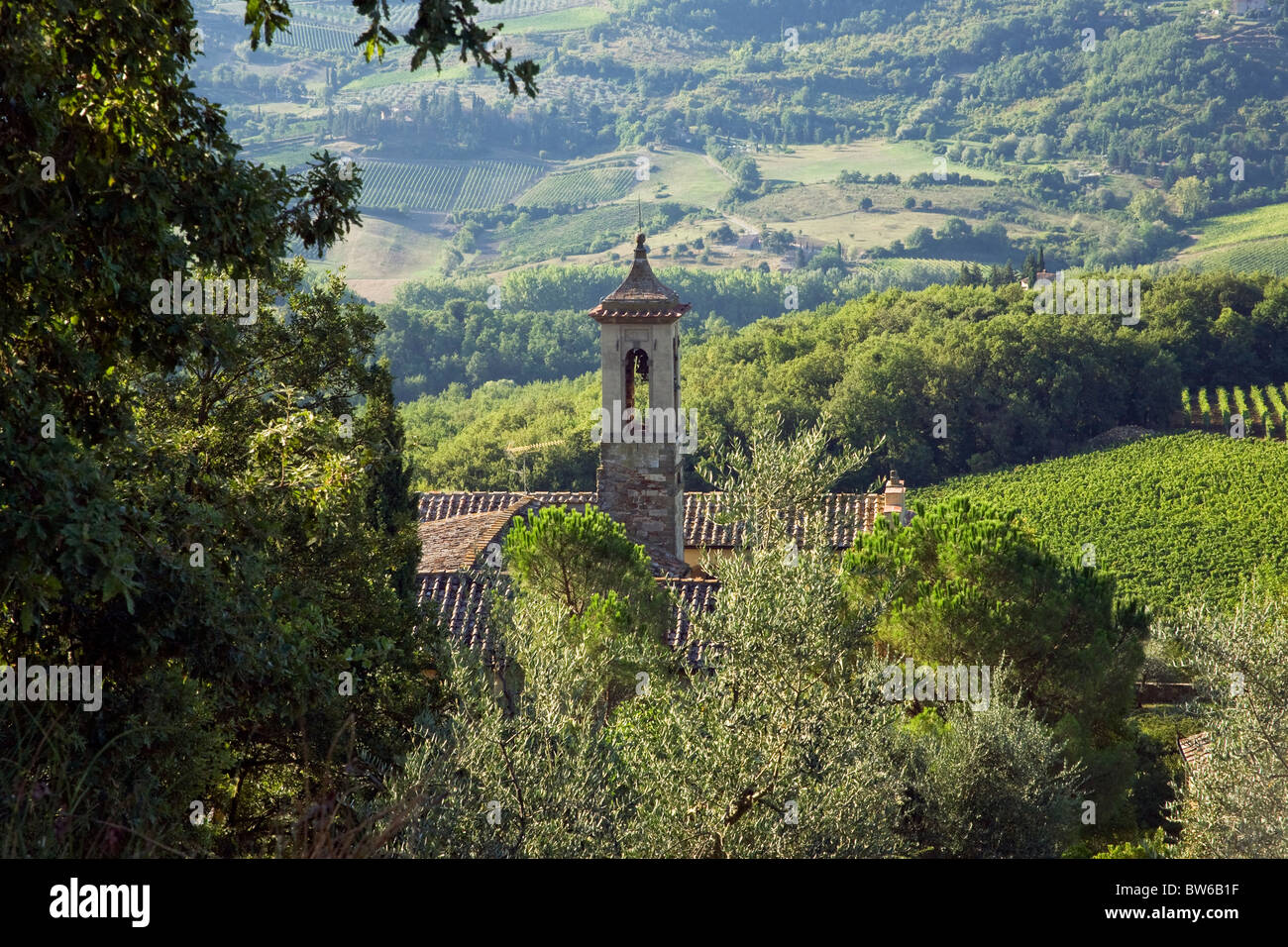 Pieve di Santa Maria Novella en dessous de Radda in Chianti, Toscane, Italie Banque D'Images