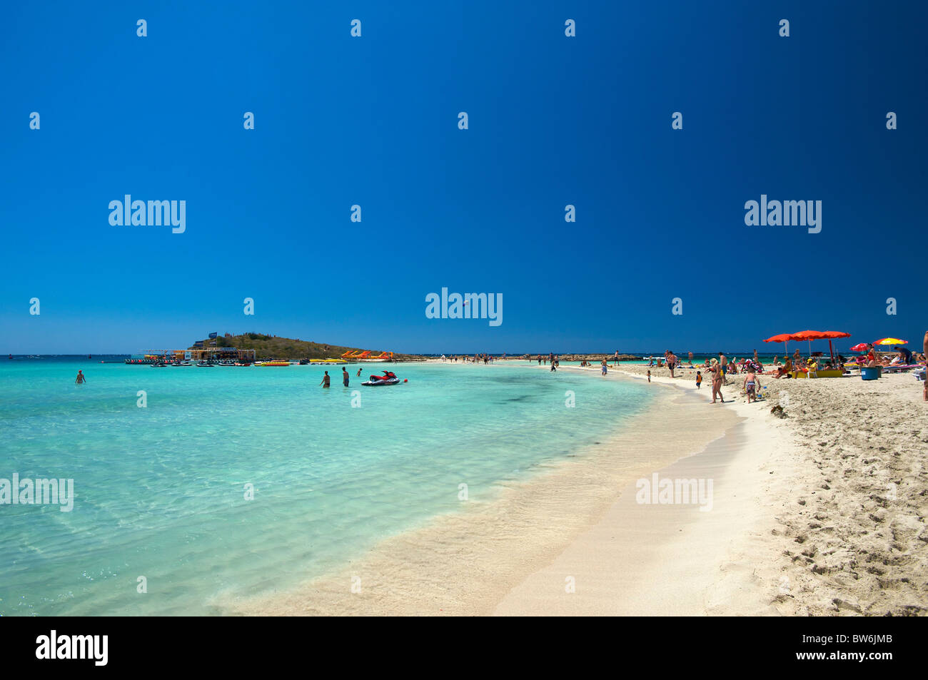 La plage de Nissi, Ayia Napa, République de Chypre Banque D'Images