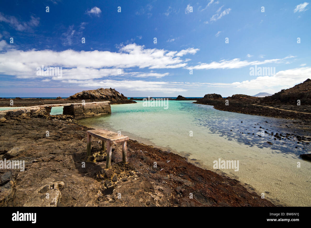 Islote de Lobos. L'île de Lobos. Eau bleu clair dans cette petite île au large de Fuerteventura. Îles Canaries. Espagne Banque D'Images