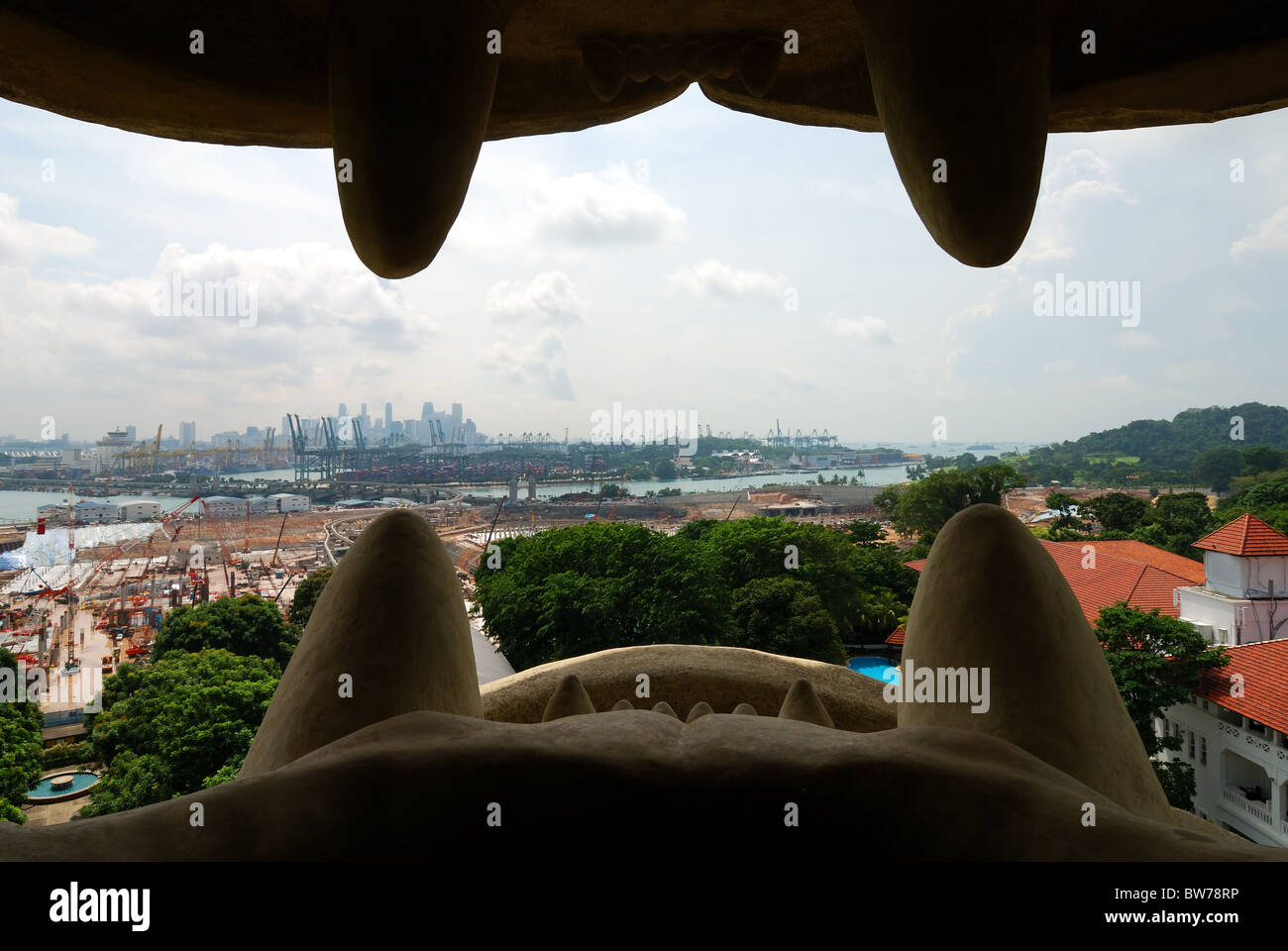 La statue du Merlion Singapour, en vue de museler Merlion Banque D'Images