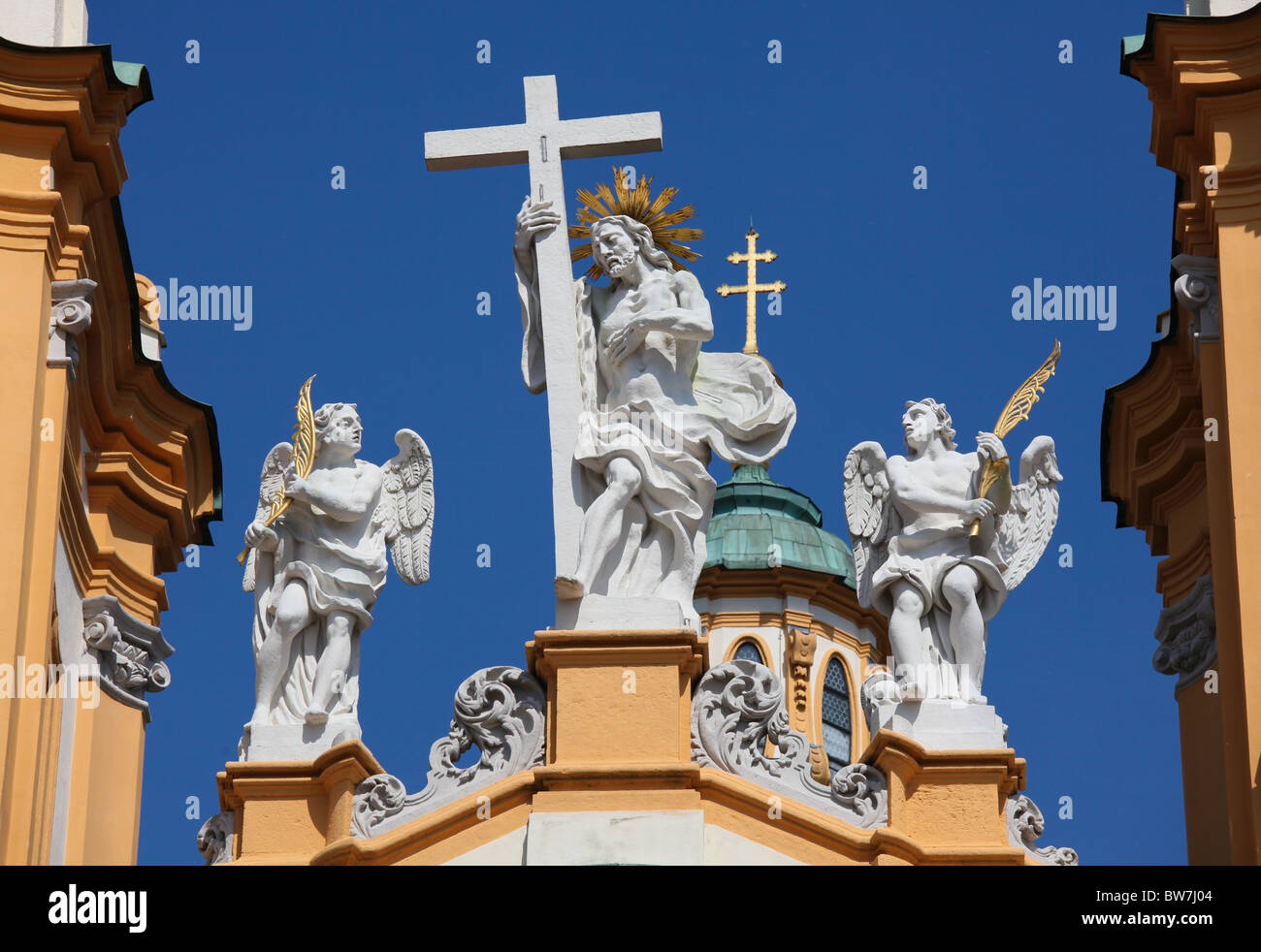 Des statues du Christ et des anges sur Stift Melk en Basse-Autriche. Créé en 1736. Banque D'Images