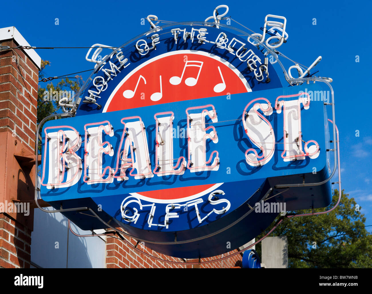 Signer pour une boutique de cadeaux sur Beale Street, Memphis, Tennessee, États-Unis Banque D'Images