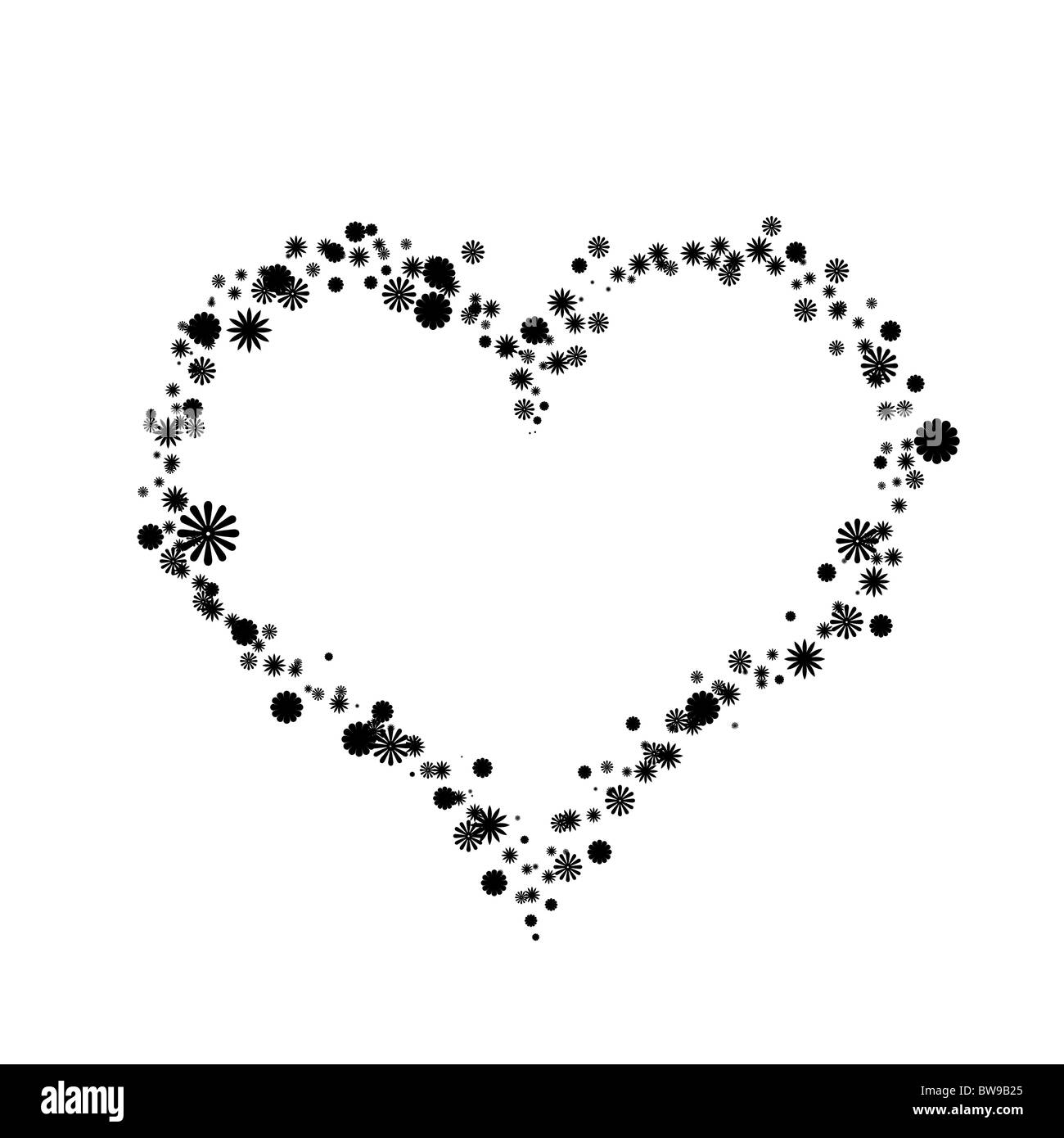 Cadre Coeur de différentes formes sur fond blanc Banque D'Images
