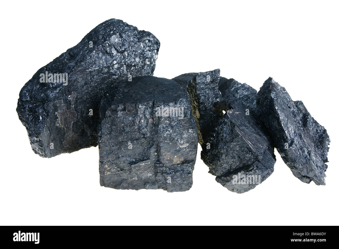 Morceau de charbon noir isolated on white Banque D'Images