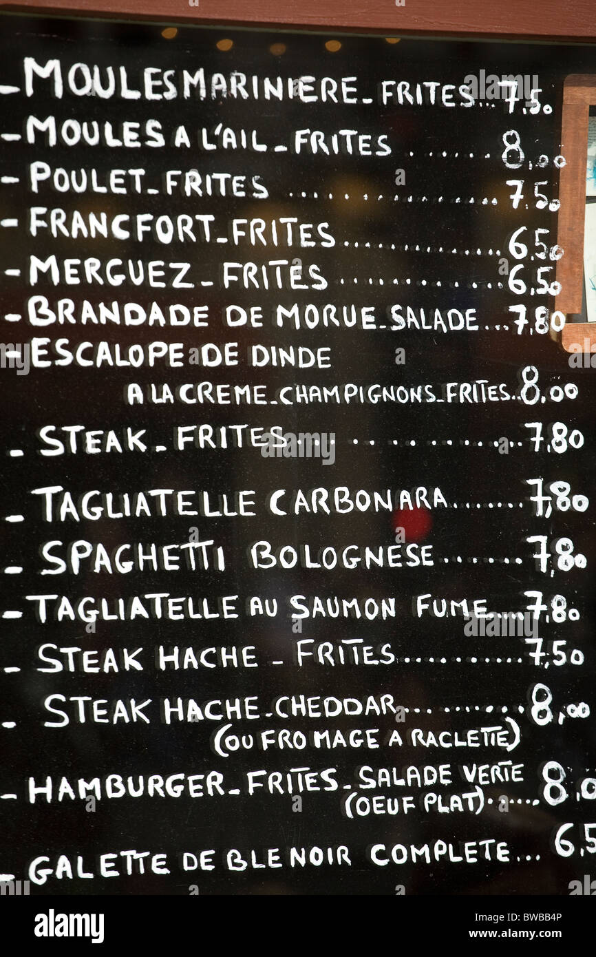 menu du restaurant Banque D'Images