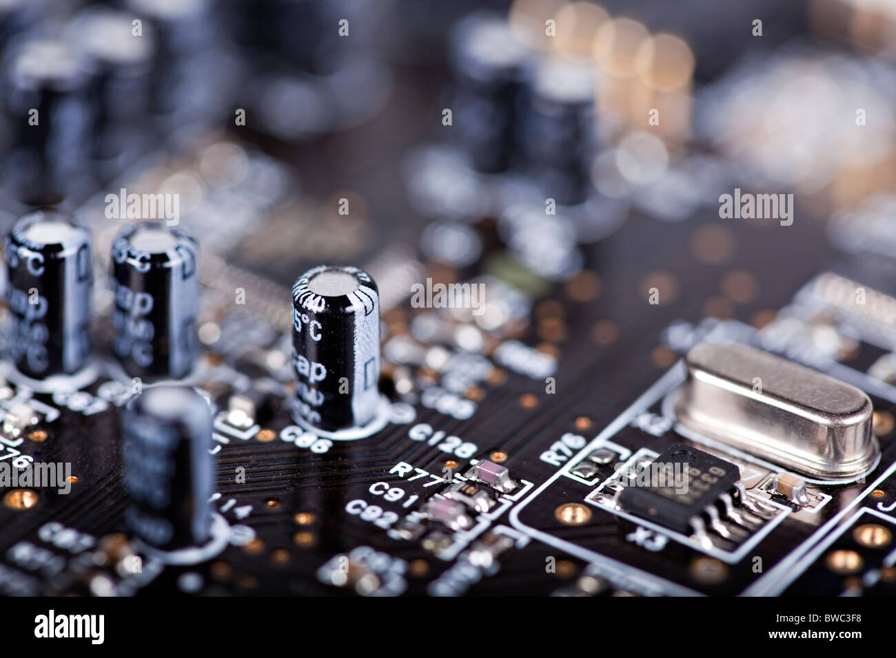 Détail de l'avant d'une carte de circuits imprimés Banque D'Images