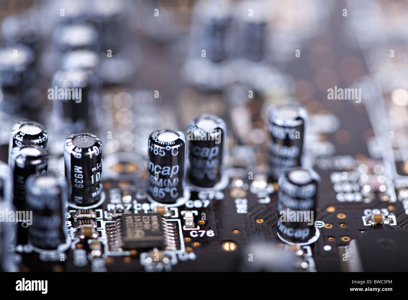 Détail de l'avant d'une carte de circuits imprimés Banque D'Images