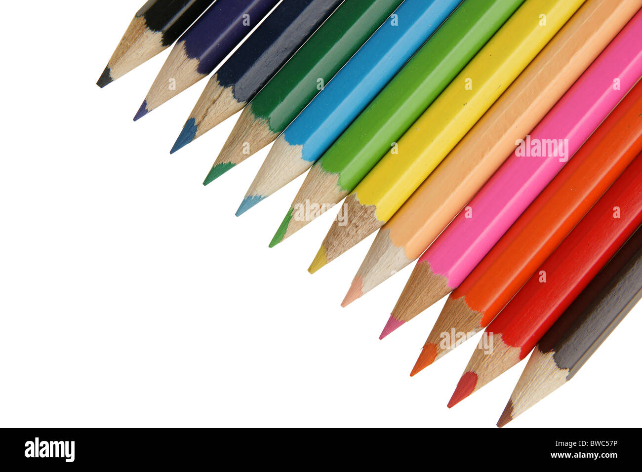 Crayons colorés isolé avec clipping path Banque D'Images