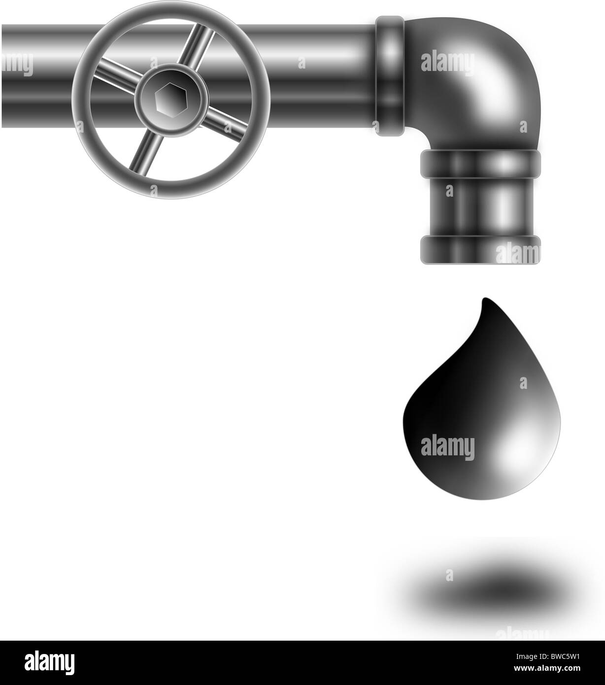 La représentation graphique d'un tuyau d'où l'huile s'égoutte Banque D'Images