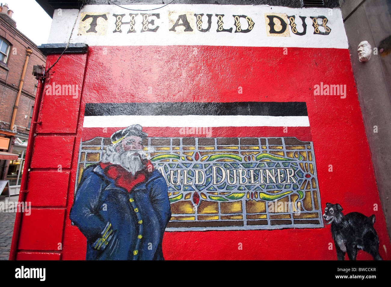 L'Auld Dubliner pub murale, Temple Bar, Dublin, Irlande Banque D'Images