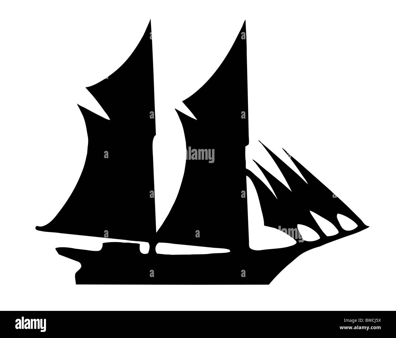 Illustration de la frégate de l'ancien temps on white background Banque D'Images