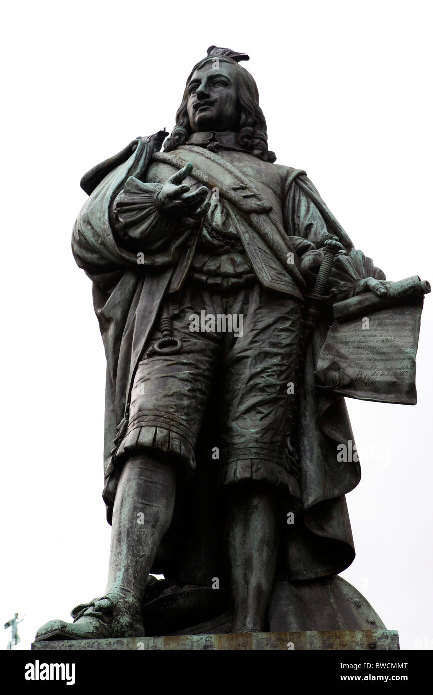 La statue de l'artiste David Teniers le Jeune (1610 - 1690) sur le Meir à Anvers, Belgique. Banque D'Images