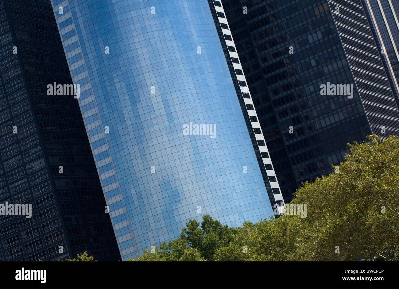 Détail de la façade de verre des bâtiments de New York Banque D'Images