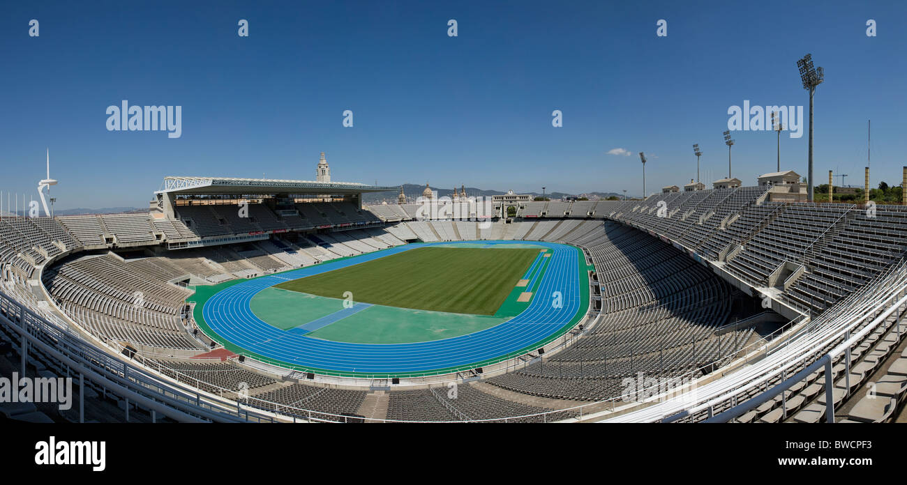 Vue panoramique de l'intérieur du stade olympique, Barcelone Banque D'Images