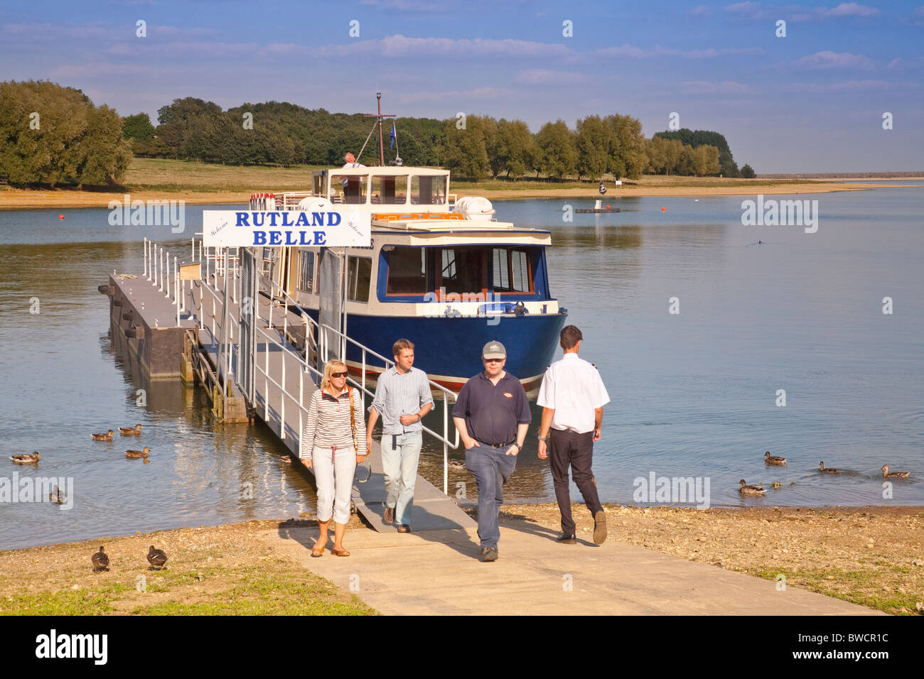 Le Rutland Belle approche cruiser passager Whitwell Rutland Water Banque D'Images