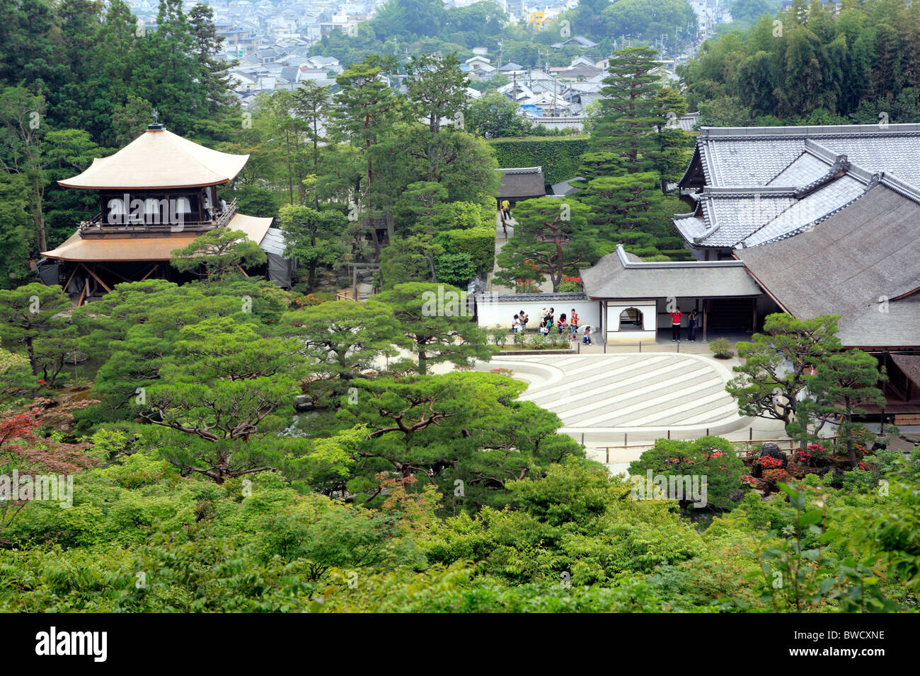 Jardin zen près de pavillon de l'argent, Kyoto. Ginkaku-ji, Japon Banque D'Images