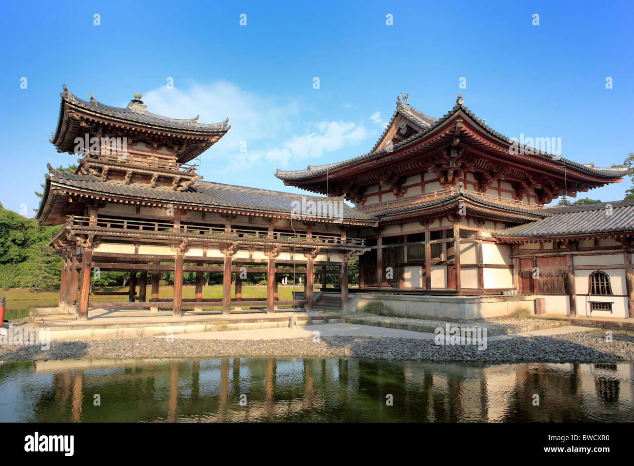 Monastère de Byodo-in, Phoenix Hall (1053), Uji, près de Kyoto, Japon Banque D'Images