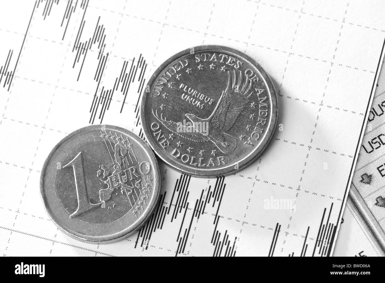 Schéma d'affaires sur les pièces avec rapport financier Banque D'Images