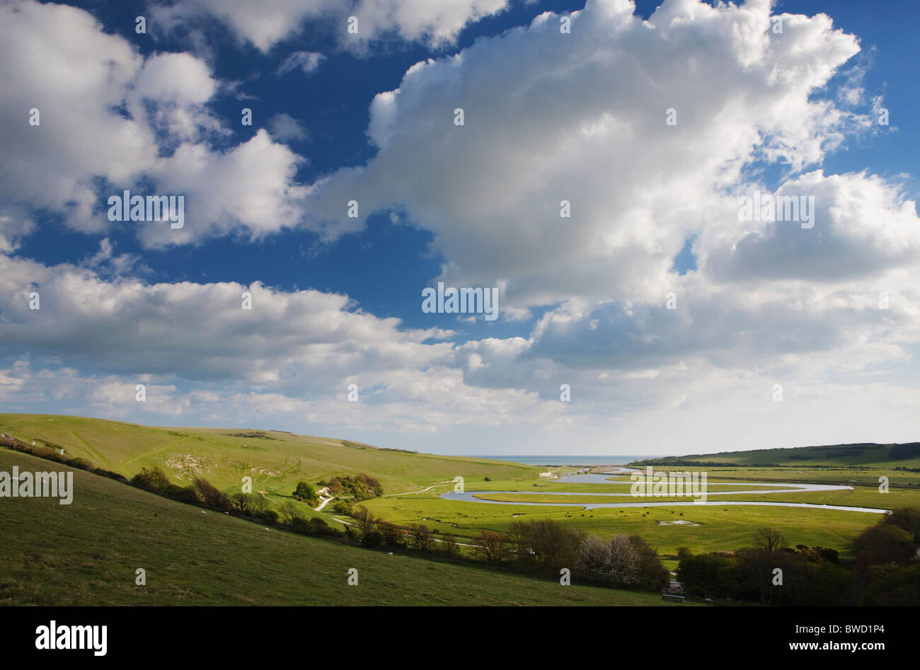 Méandre de la rivière Cuckmere, East Sussex, Angleterre, Grande-Bretagne Banque D'Images