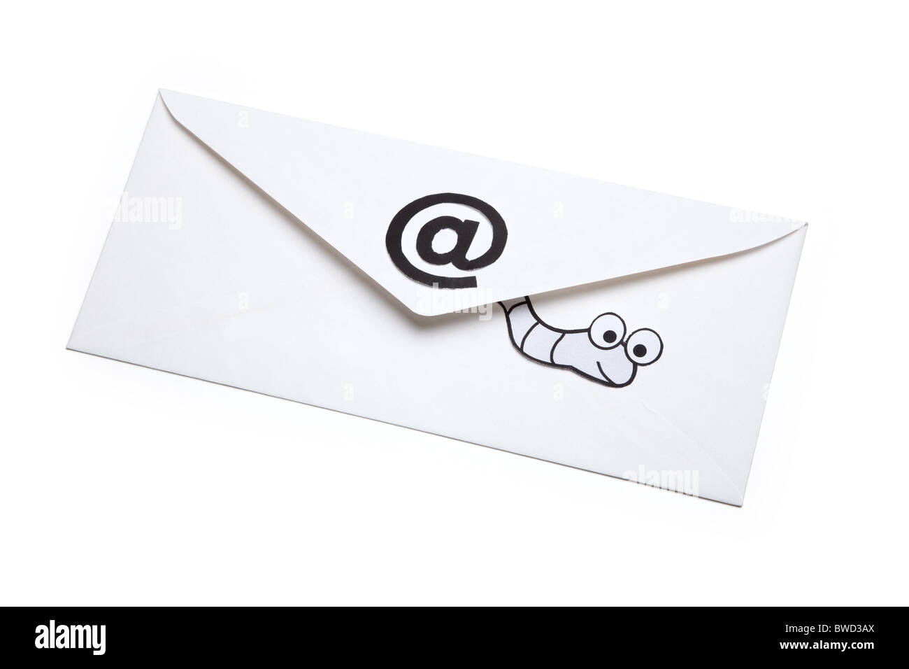Ver et e-mail, concept de sécurité du courrier électronique, de Virus Banque D'Images