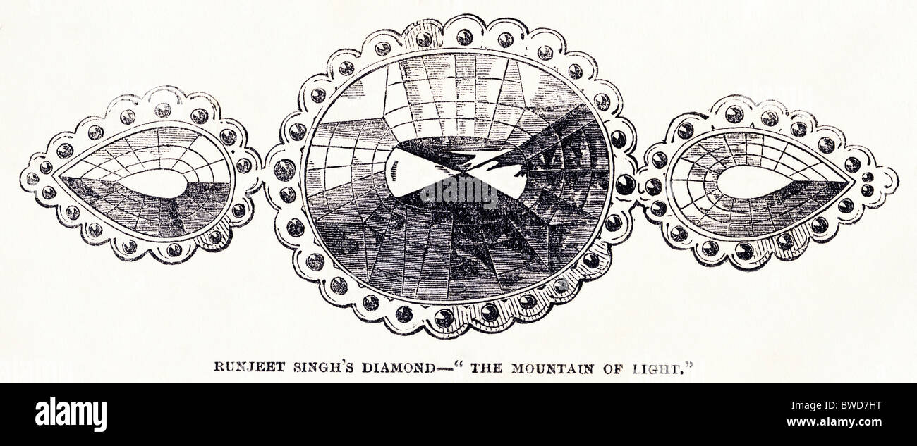 La gravure de l'époque victorienne du Koh-i-noor diamond en date du 26 mai 1849 Banque D'Images