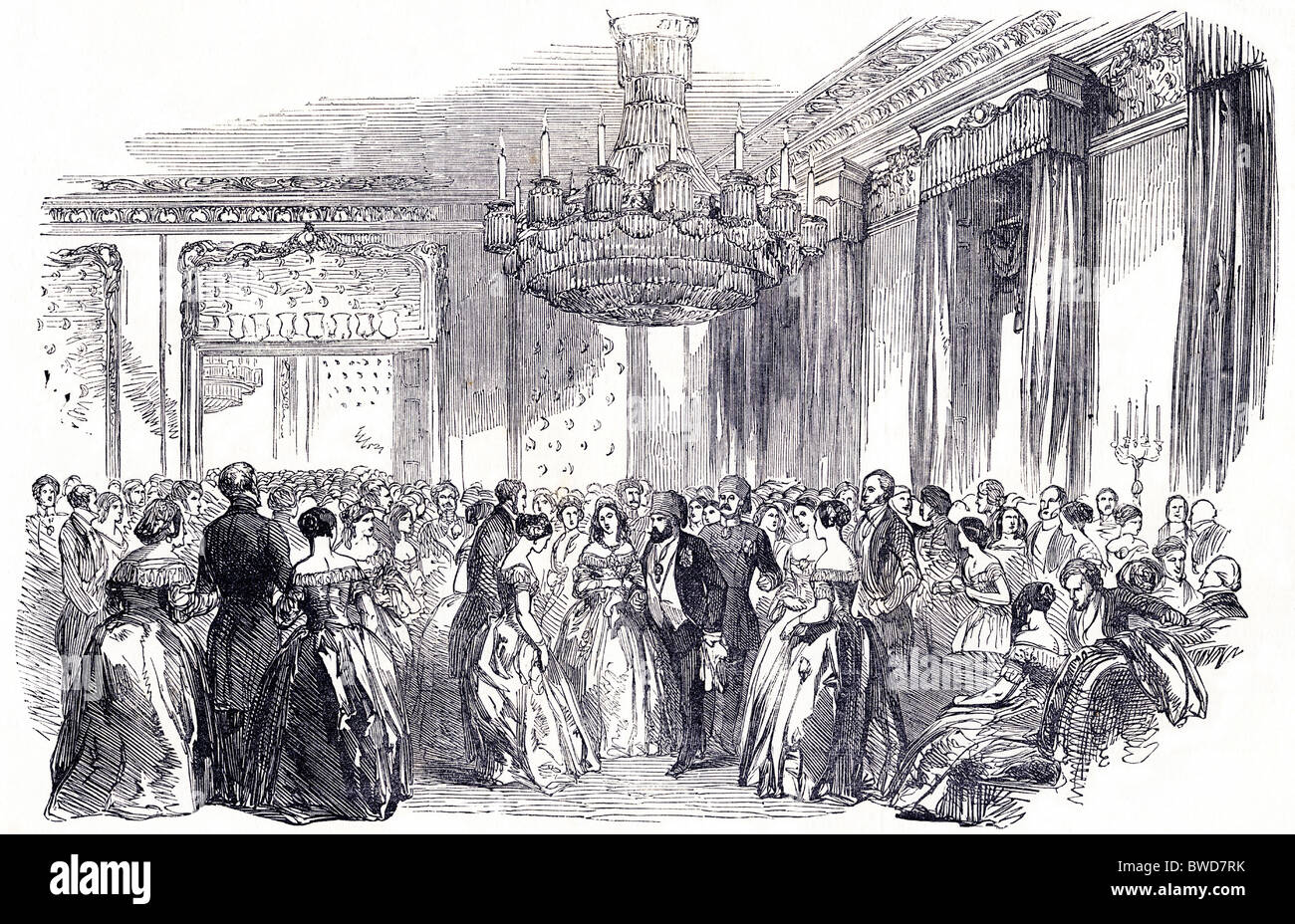 Le Londres victorien. La gravure de l'époque victorienne d'un Grand bal à l'ambassade de Turquie en date du 26 mai 1849 Banque D'Images
