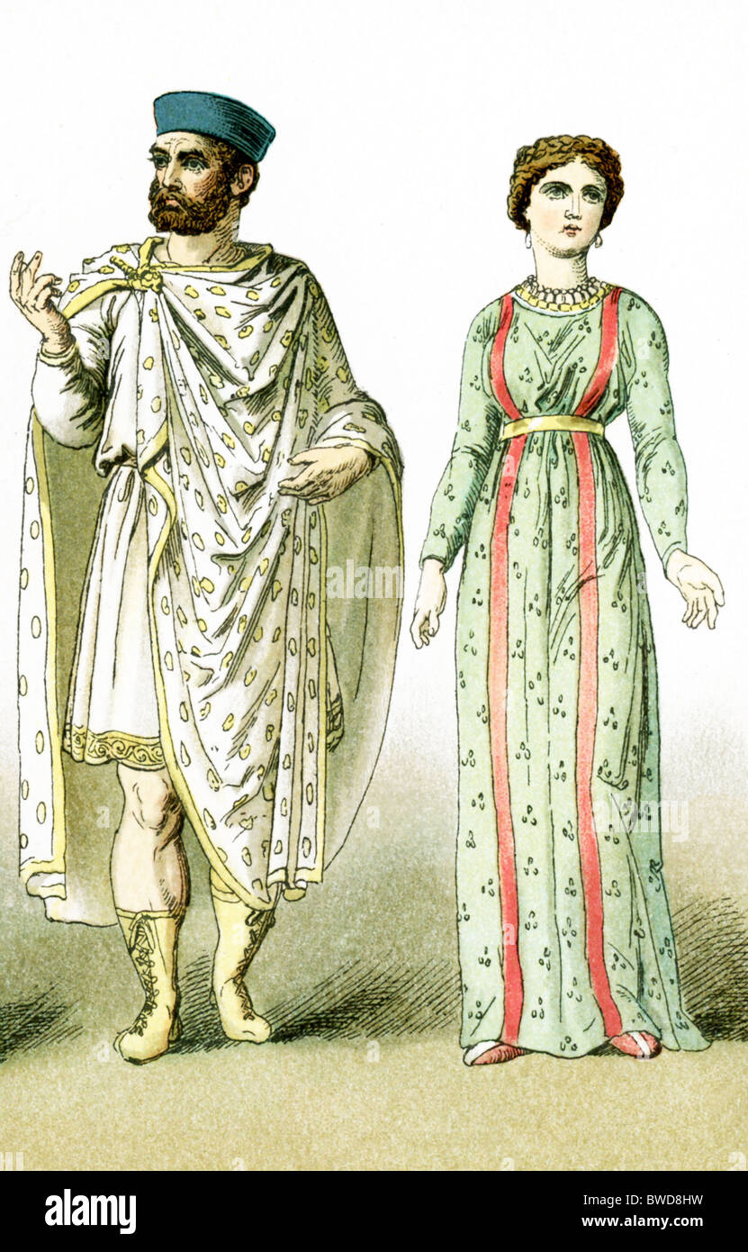 Cette illustration montre un homme et une femme qui a vécu après l'an 330, lorsque le christianisme devint la religion de l'Empire romain. Banque D'Images
