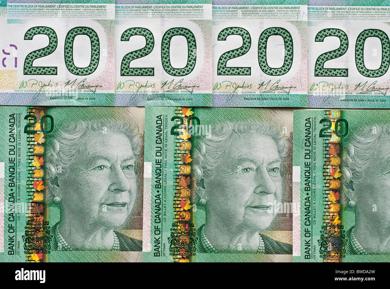 L'argent canadien : 20 $. Banque D'Images