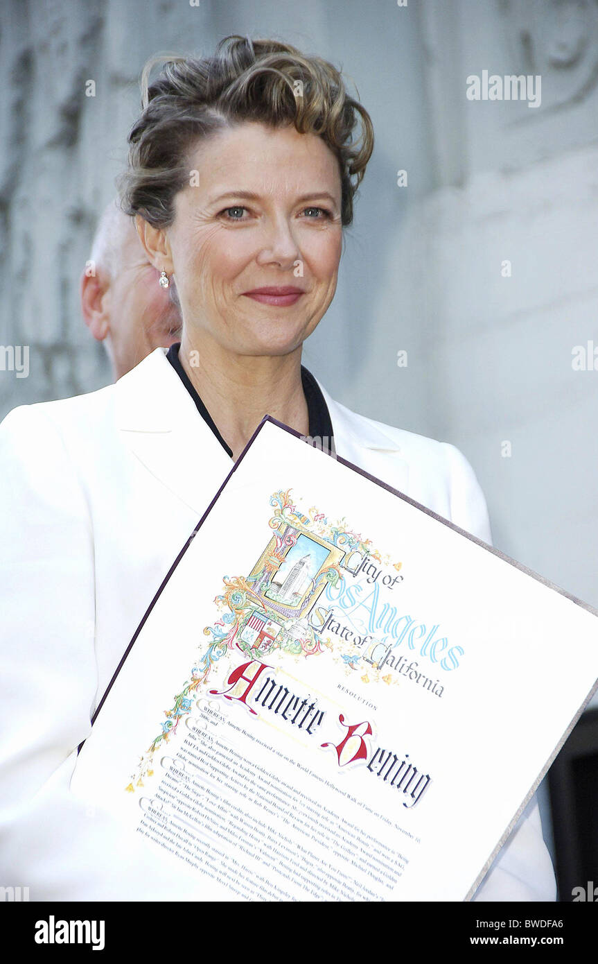 Étoile sur le Hollywood Walk of Fame pour Annette Bening Banque D'Images