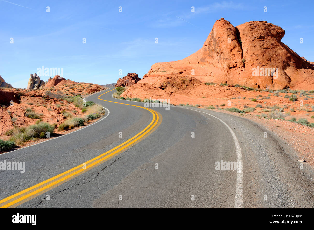 Scenic Route à travers la vallée de la Fire State Park Banque D'Images
