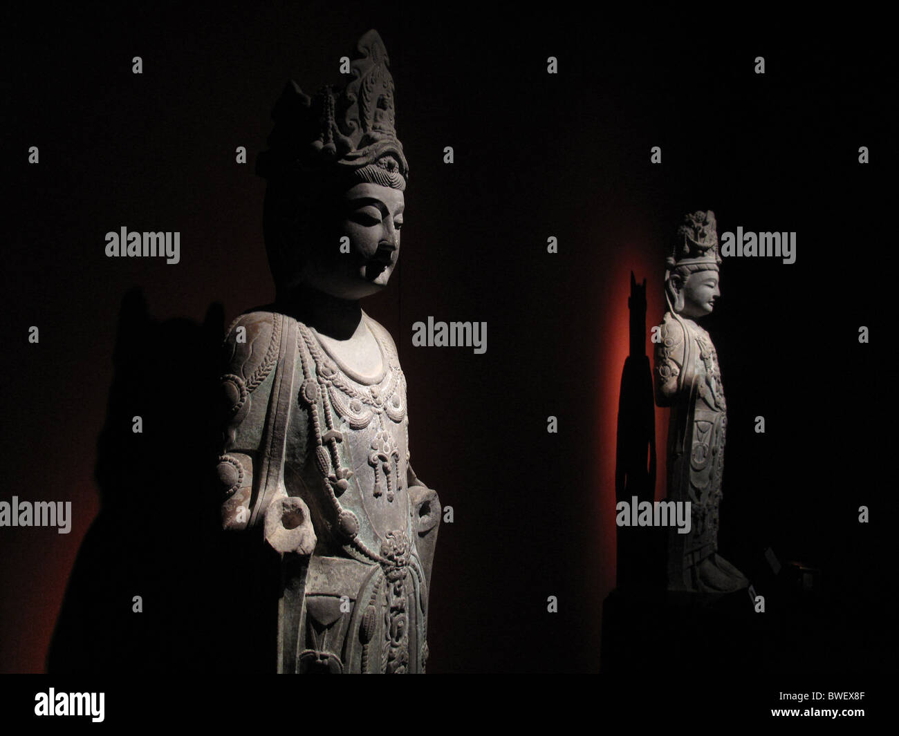 Bodhisattva Avalokitesvara en pierre, 581 AD, Musée de Shanghai, Chine. Banque D'Images