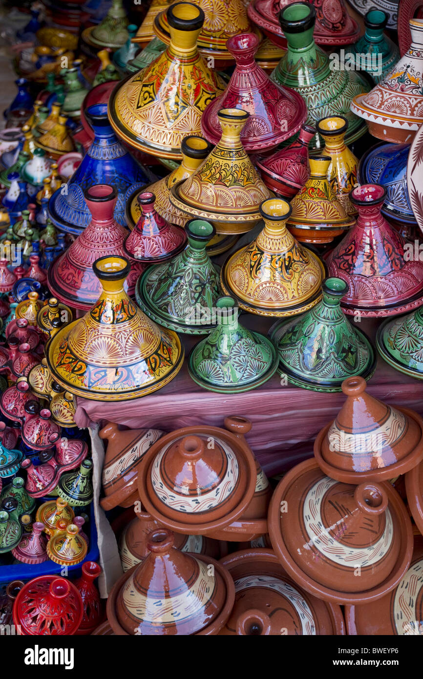 Tajines sur l'affichage,Marrakech,Maroc Banque D'Images