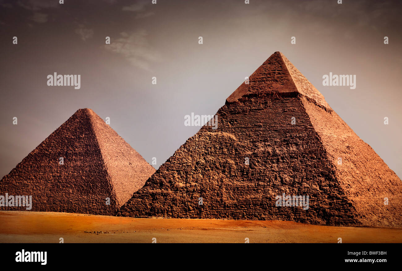 Pyramides de Gizeh, Le Caire, Egypte Banque D'Images
