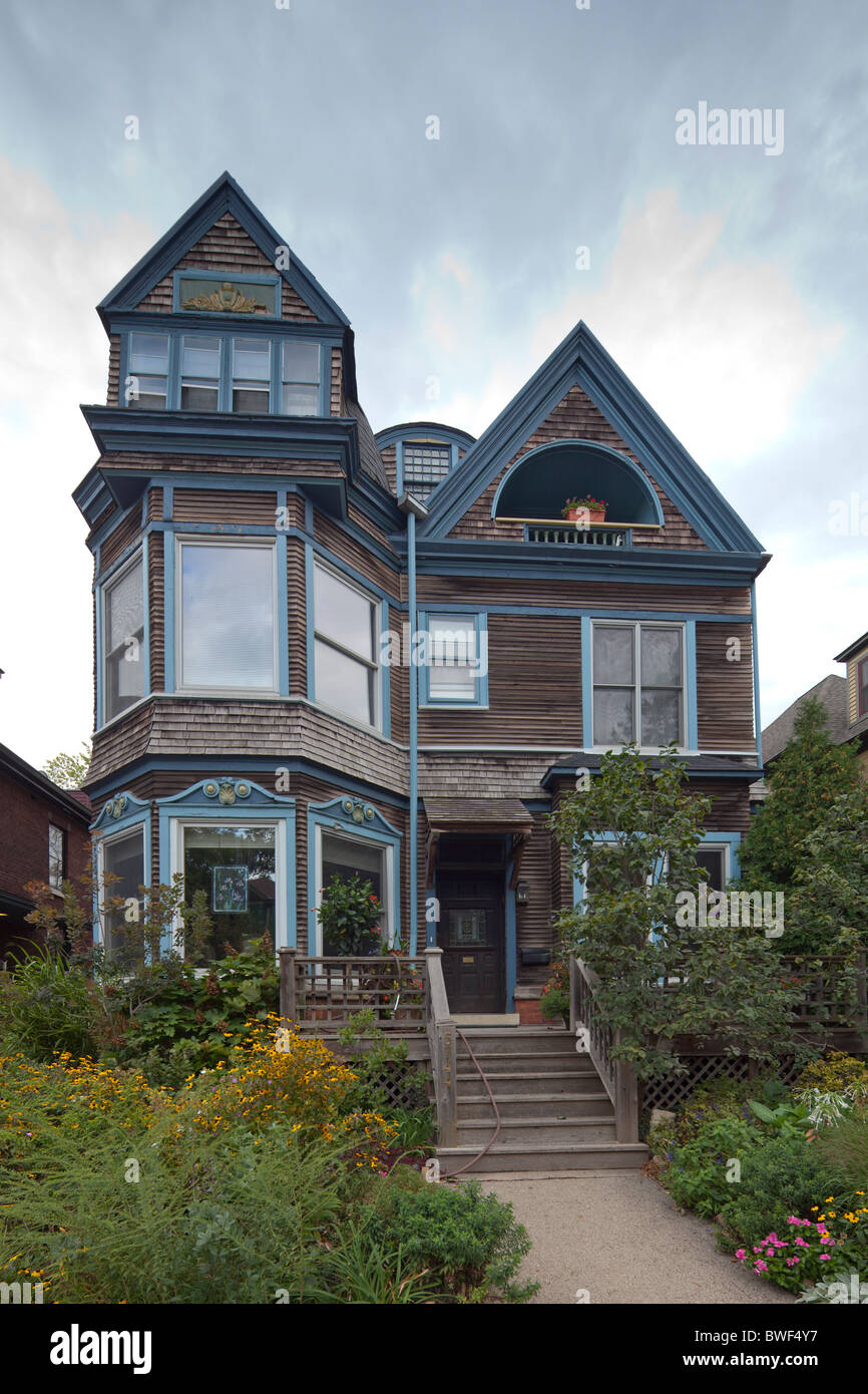 Maison de style Queen Ann au Rosalie Villas, Hyde Park, Chicago, Illinois, États-Unis Banque D'Images