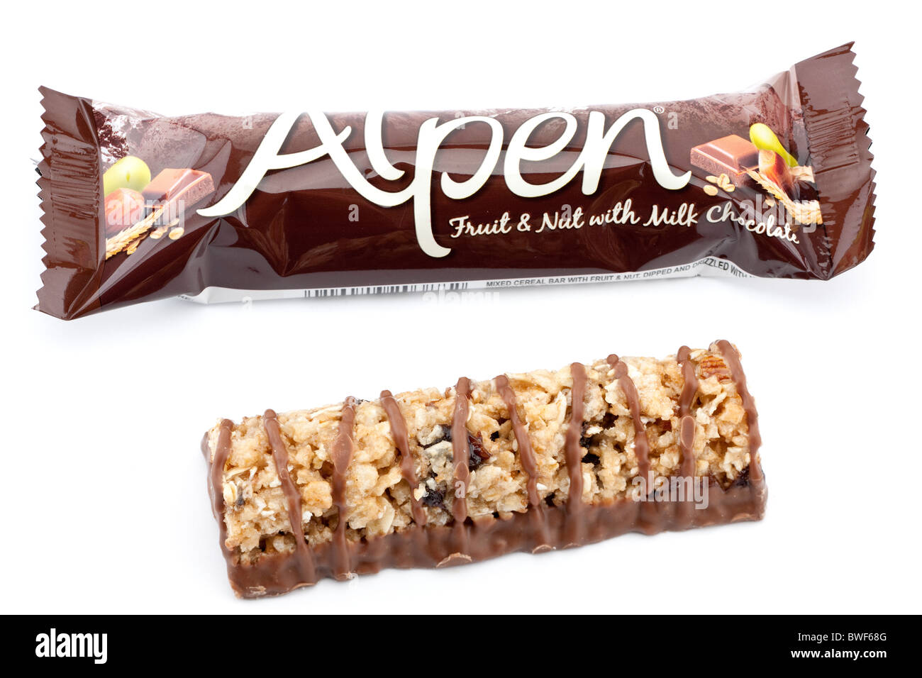 Alpen et barre de chocolat Banque D'Images
