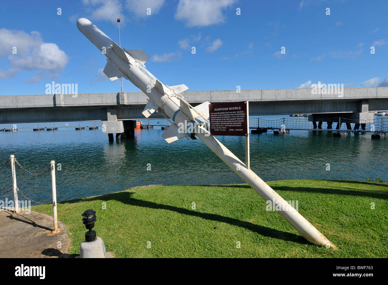 Sur l'affichage de missiles Harpoon à Pearl Harbor, Hawaii Pacific National Monument Banque D'Images
