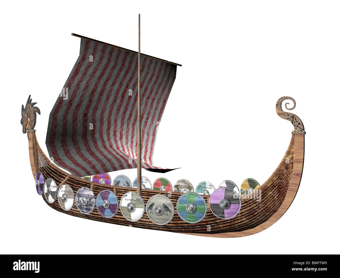 3D illustration d'un ancien bateau viking isolated over white Banque D'Images