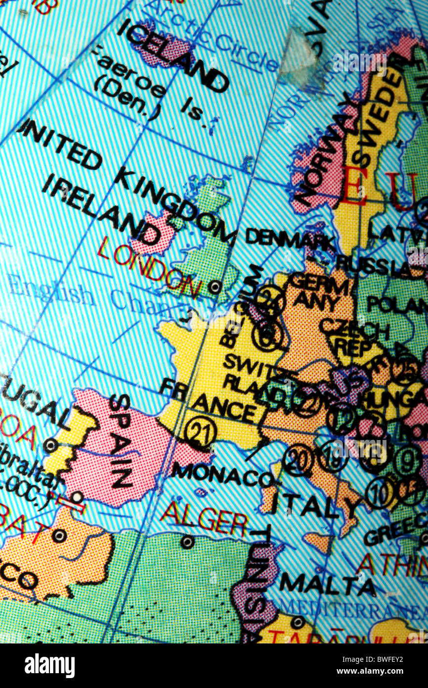 L'image globale du continent de l'Europe Banque D'Images