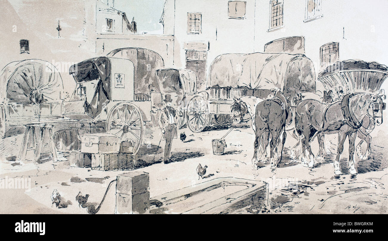 Types de chariots utilisés au cours du xixe siècle. Banque D'Images