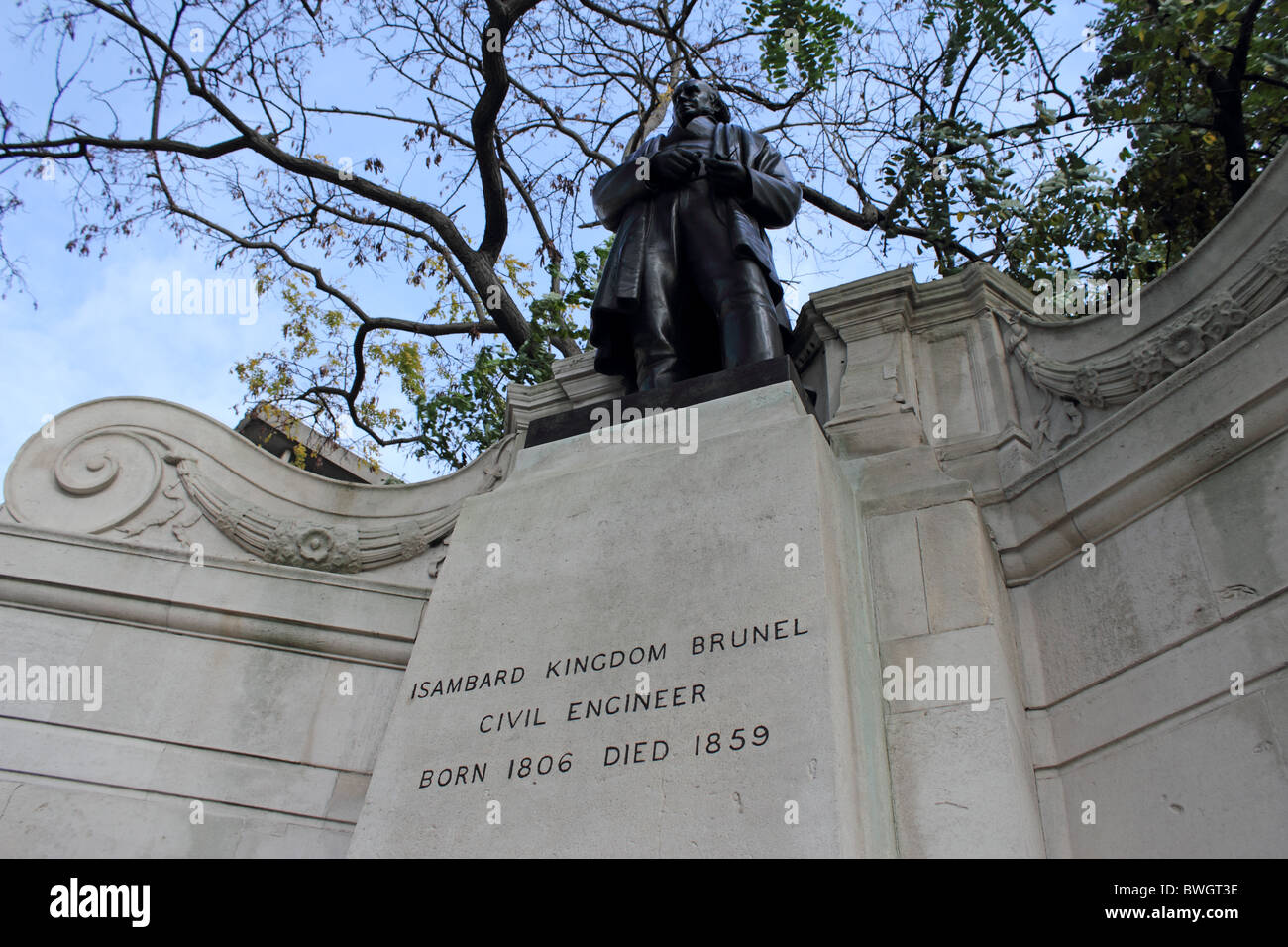 Statue d'ingénieur civil Isambard Kingdom Brunel (1806-1859), Temple, Londres, Angleterre, Royaume-Uni Banque D'Images