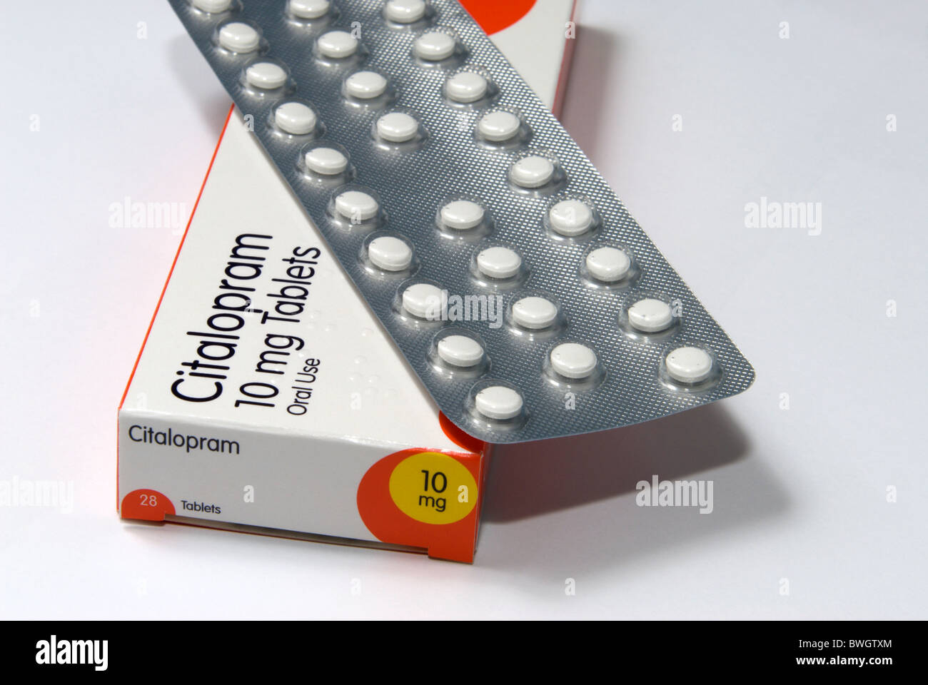 L'image générique de Citalopram un antidépresseur utilisé dans le traitement de la dépression Banque D'Images