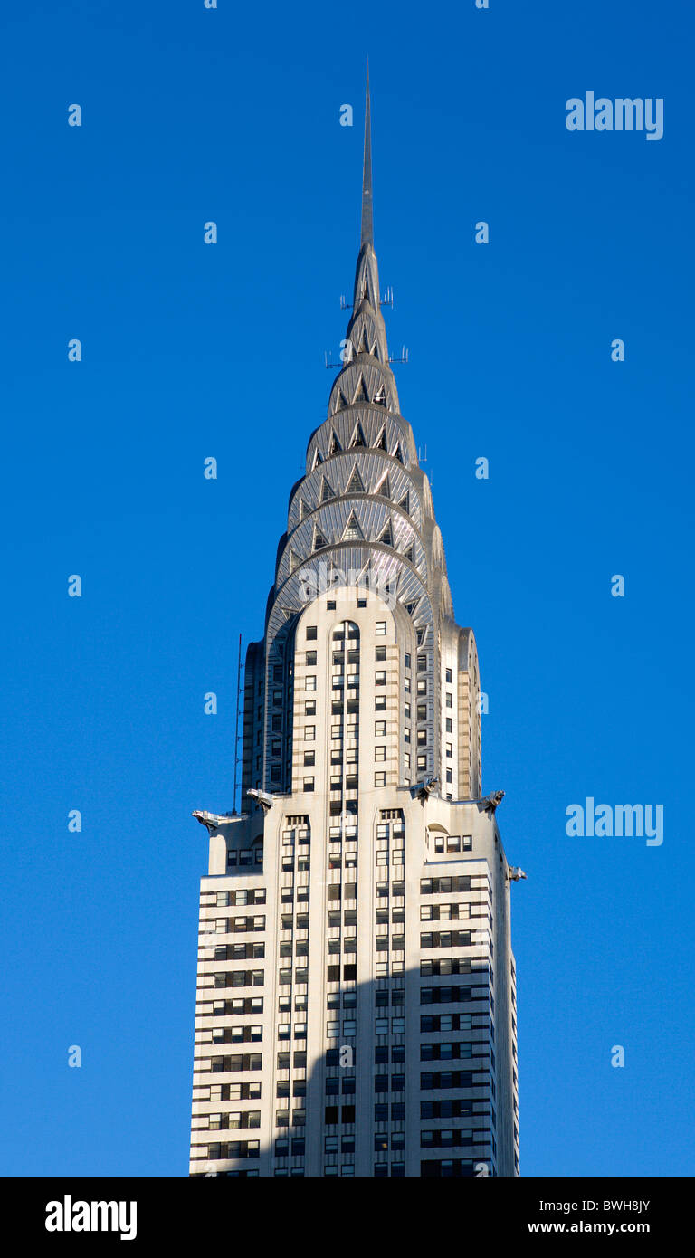 USA, New York, New York, Manhattan, l'Art Déco du Chrysler Building sur la 42ème rue à Midtown. Banque D'Images