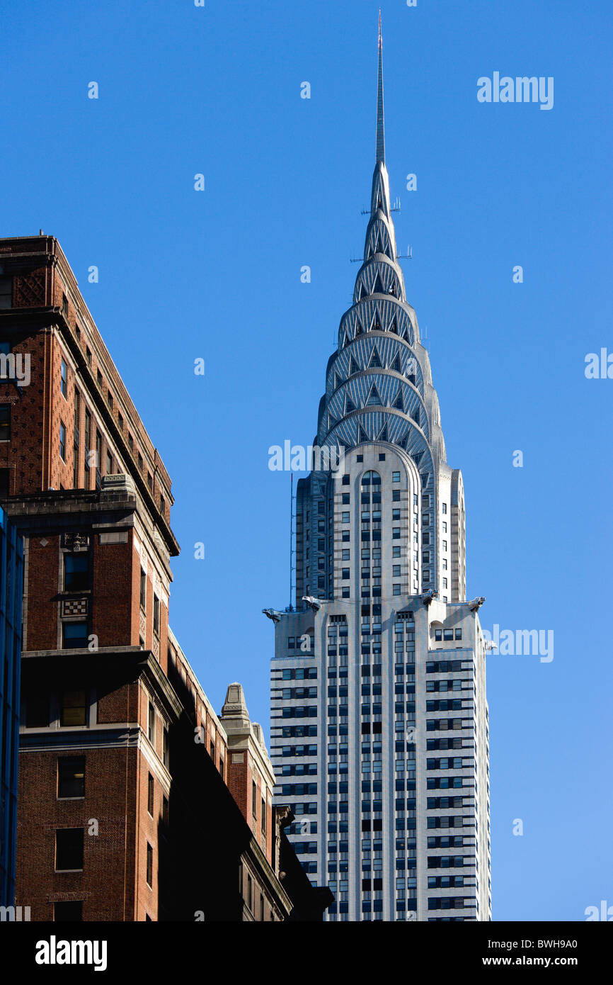 USA, New York, New York, Manhattan, l'Art Déco du Chrysler Building sur la 42ème rue à Midtown. Banque D'Images